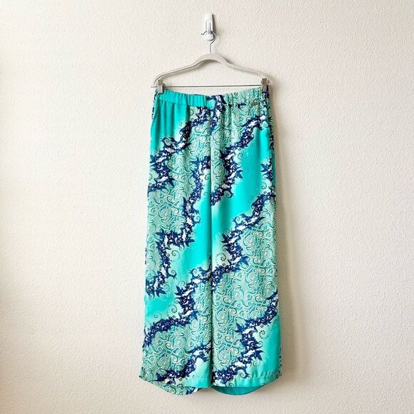 Versace Jeans Semi Sheer Pull On Wide Leg Pants in Blue Size 6